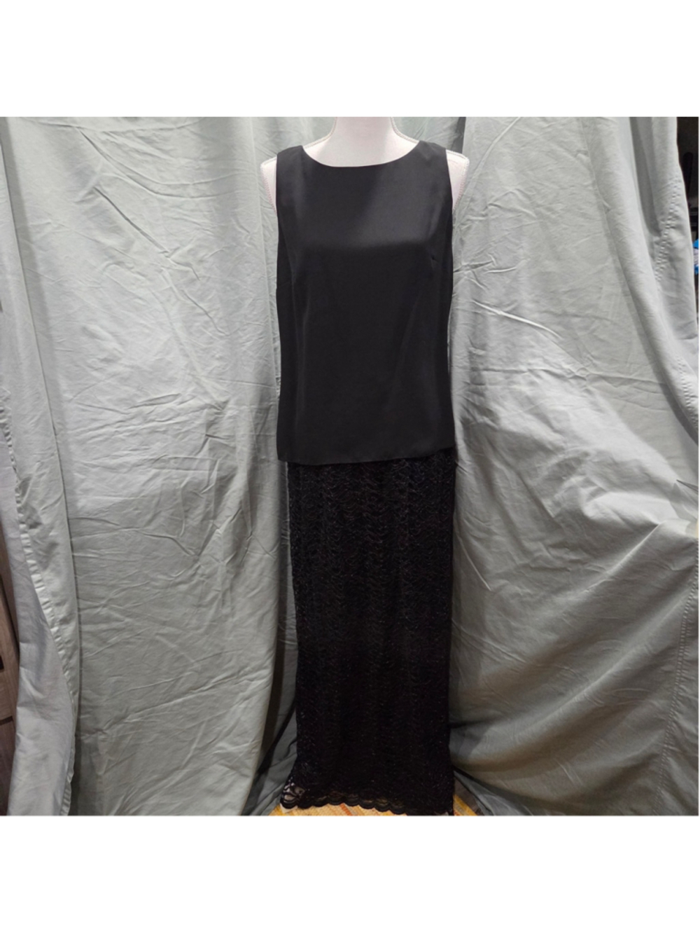 Alex Evenings Black Maxi Formal Evening Dress Alternative Goth Size 10